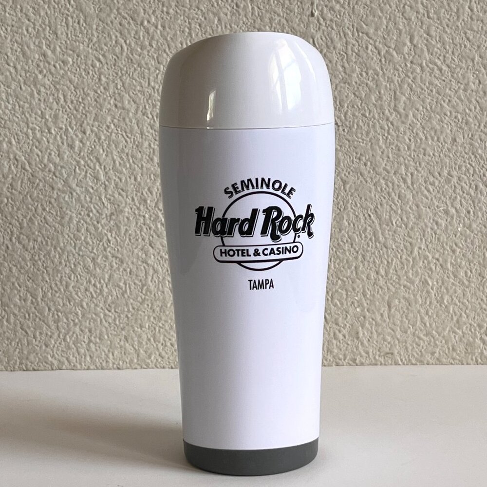 Hard Rock Seminole Tampa Insulated Tumbler Pop up Mug with Robotic Lid White